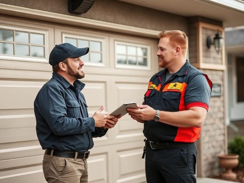 Garage Door Lexington technician explaining repair options to homeowner